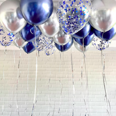 Конфетти звёзды, хром серебро/тёмно-синий - 15шт